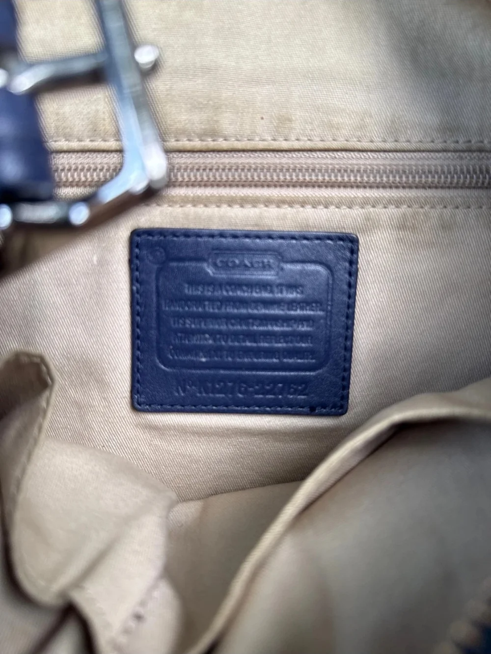Coach Perforated Legacy Leather Bucket Bag in Navy No Strap